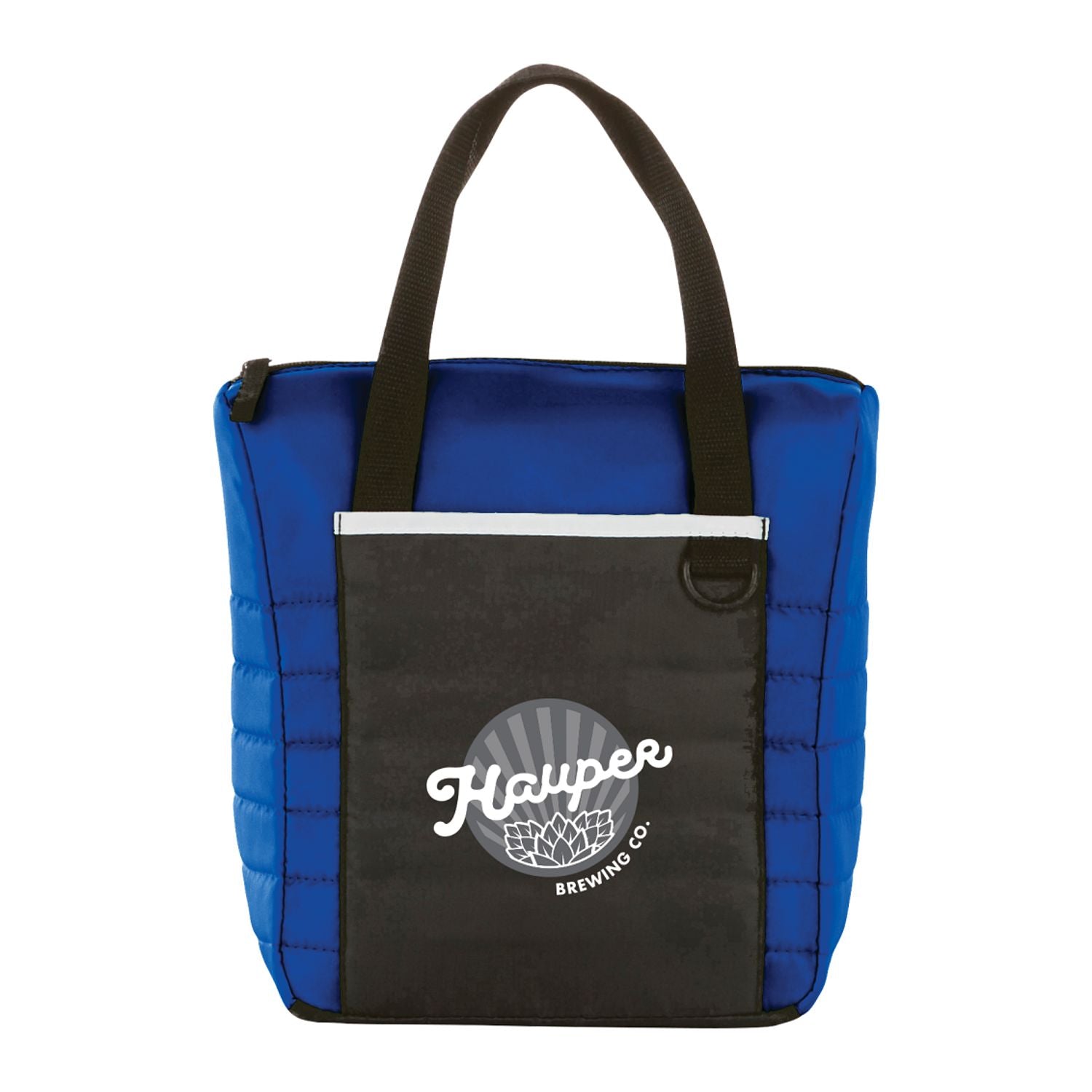 Blue Quilted 12-Can Lunch Cooler with a custom logo