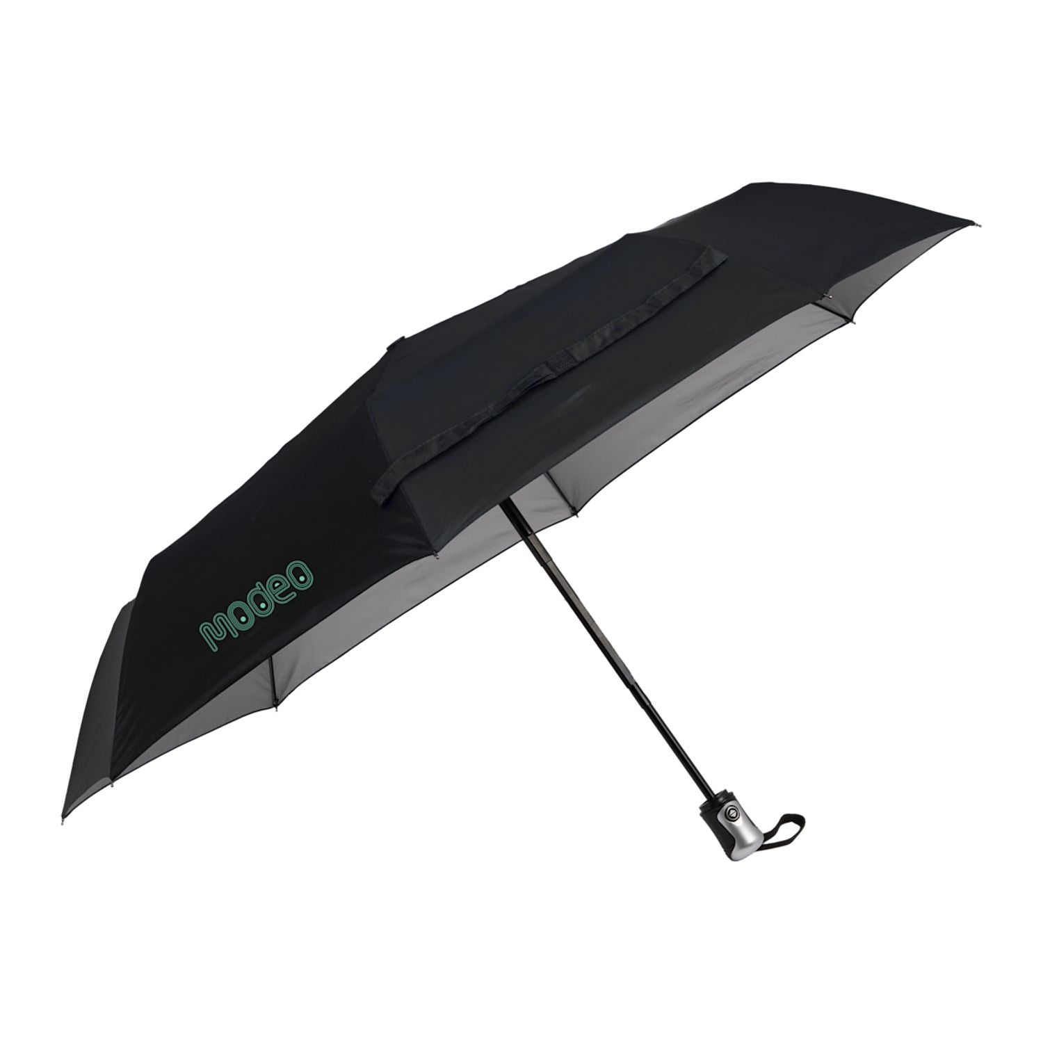 Silver and Black 42" Value Folding Auto Open/Close Umbrella with a custom logo