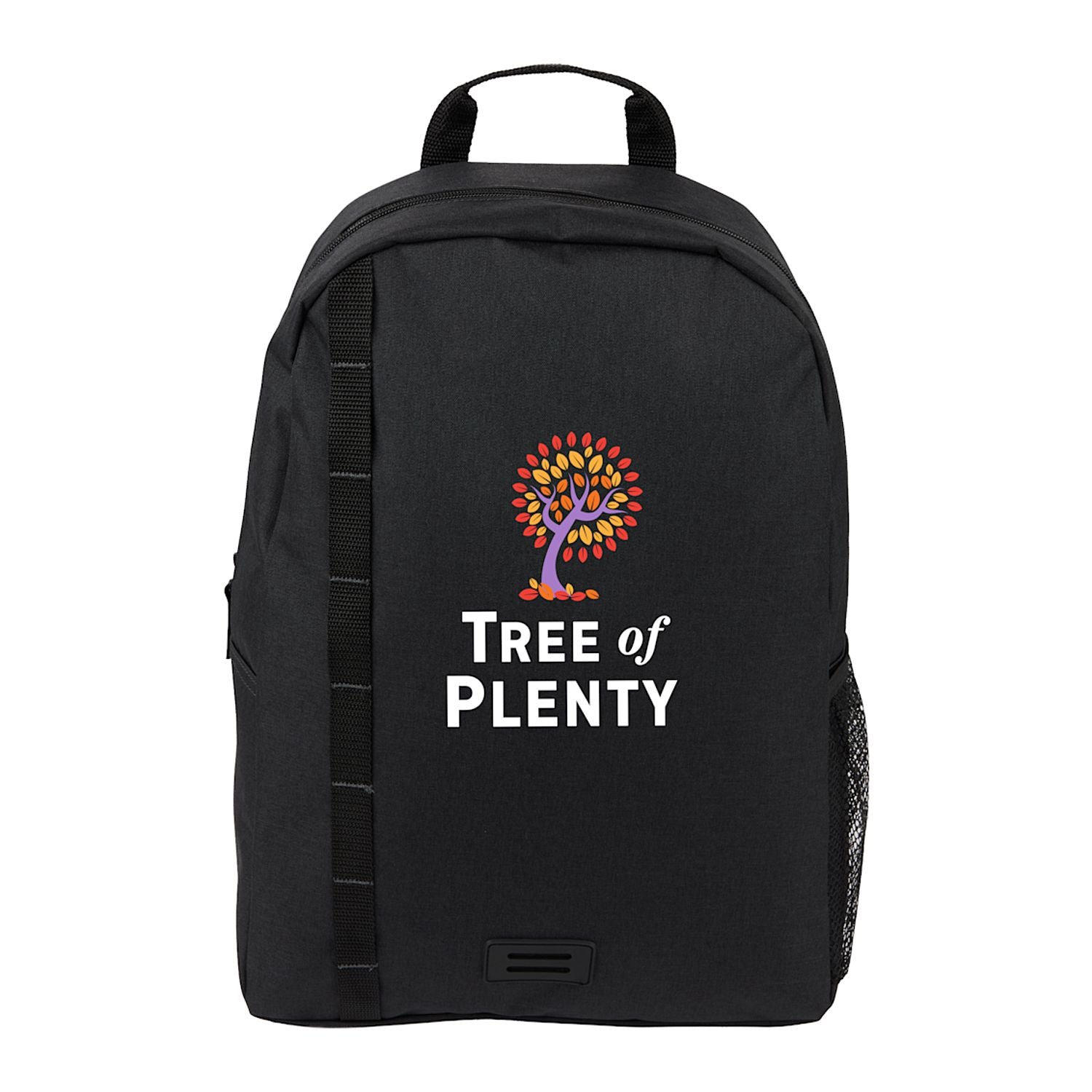 Charcoal Brady Recycled 15" Computer Backpack shown with a custom logo on the front