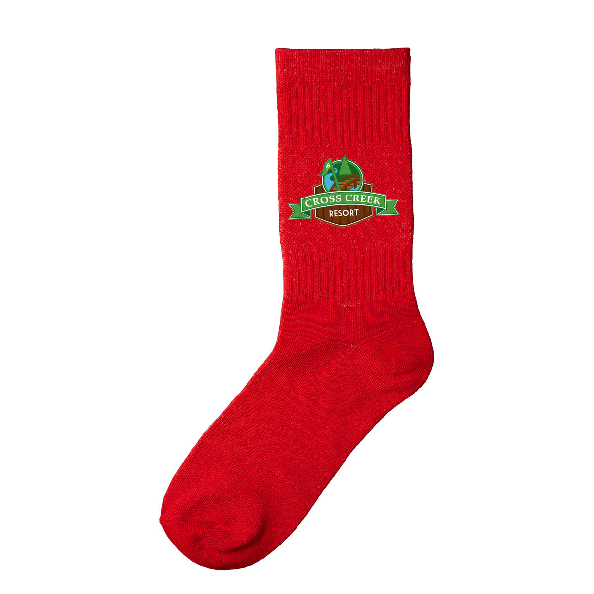 Red Mid-Cut Athletic Crew Sock