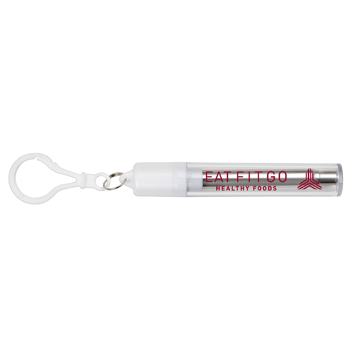 White 8" Reusable Stainless Steel Straw
