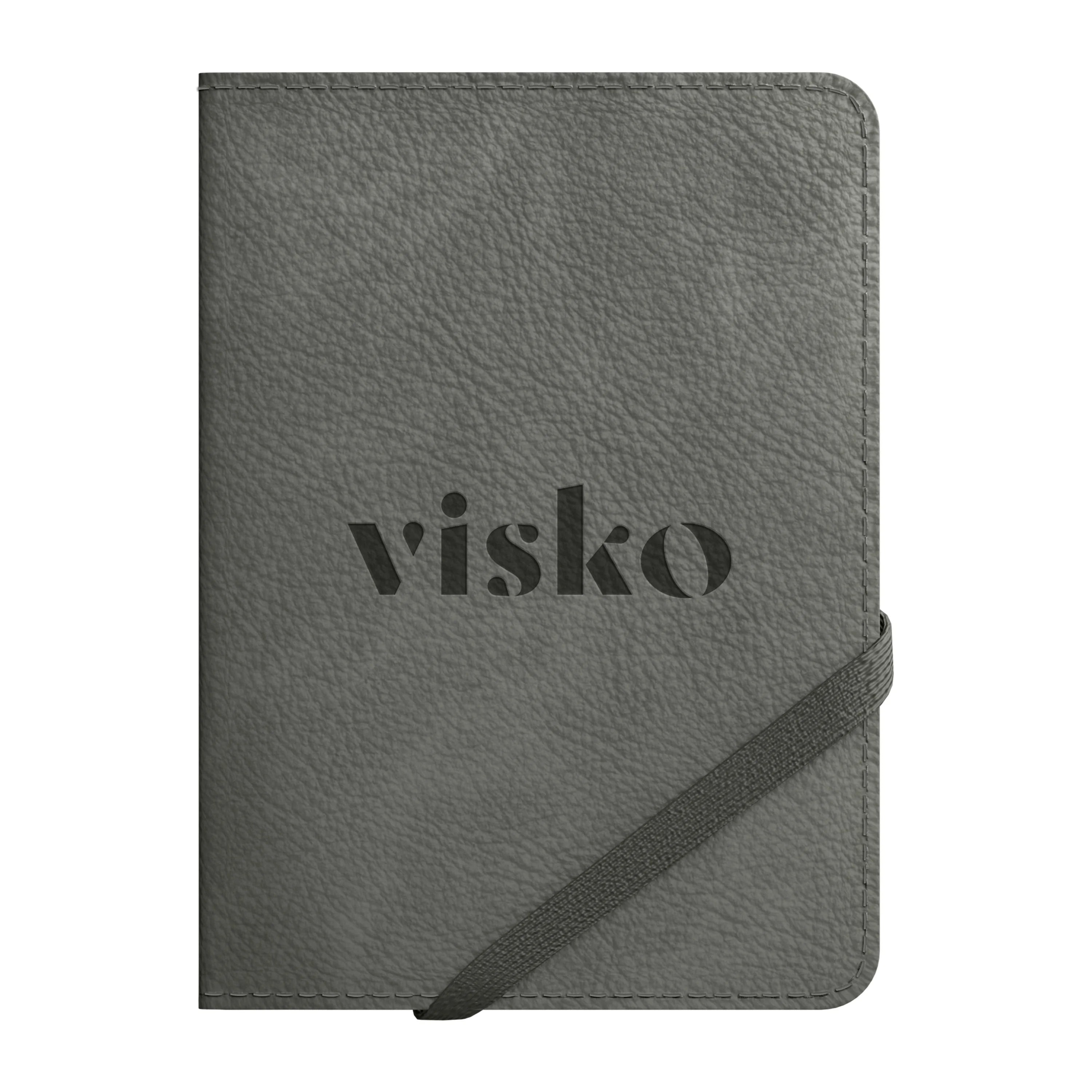 Gray  Old money passport holder with debossed logo on the front cover