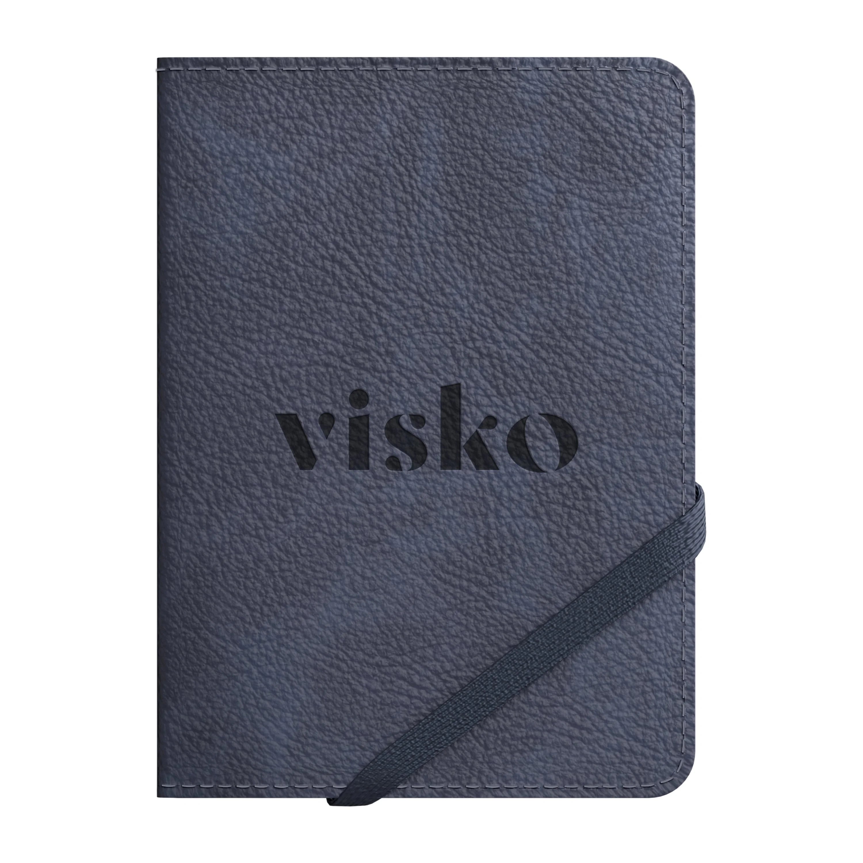 Navy Old money passport holder with debossed logo on the front cover