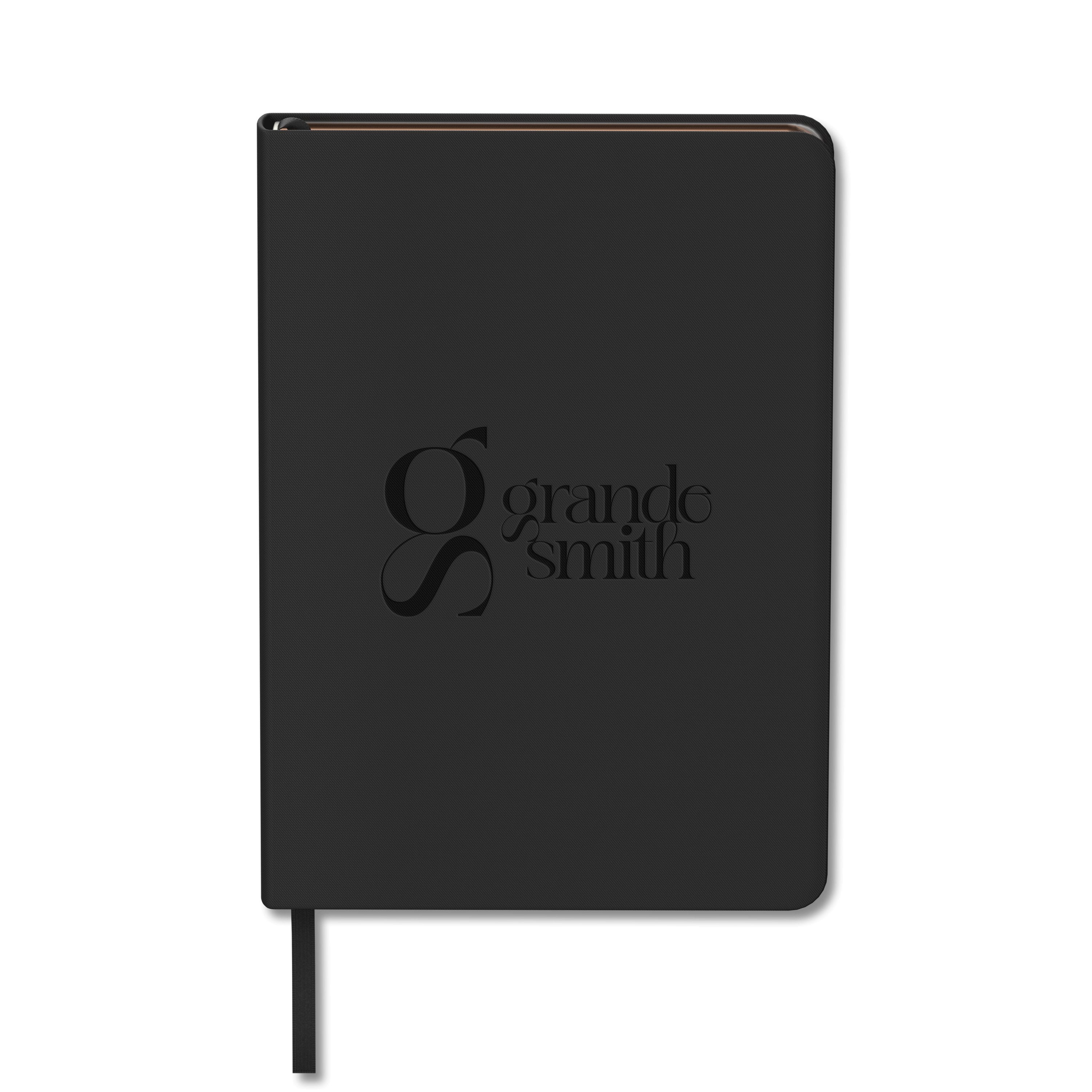 Black Luna Soft Cover Journal with a debossed logo