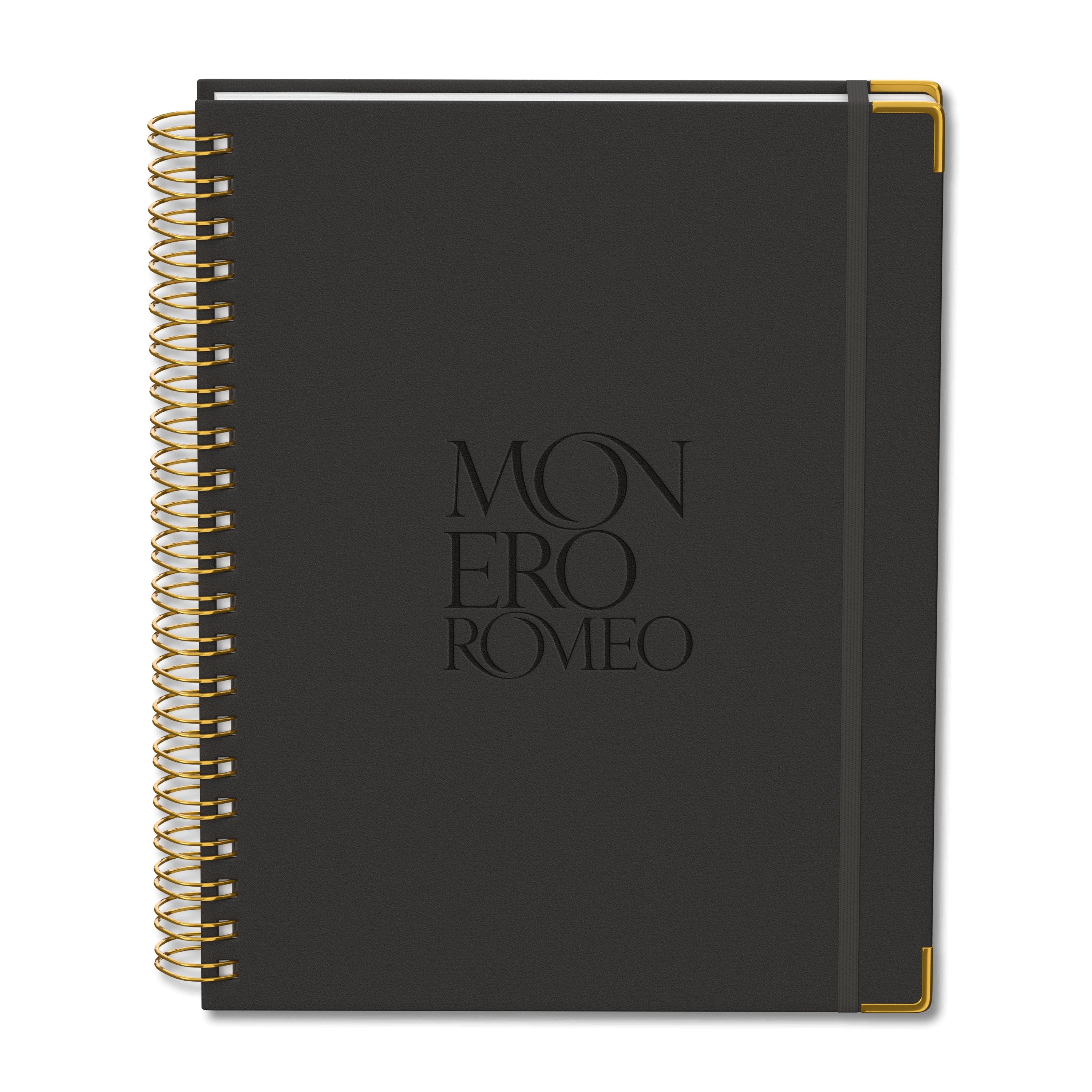 Black Luna A4 Hard Cover Spiral Journal with custom logo