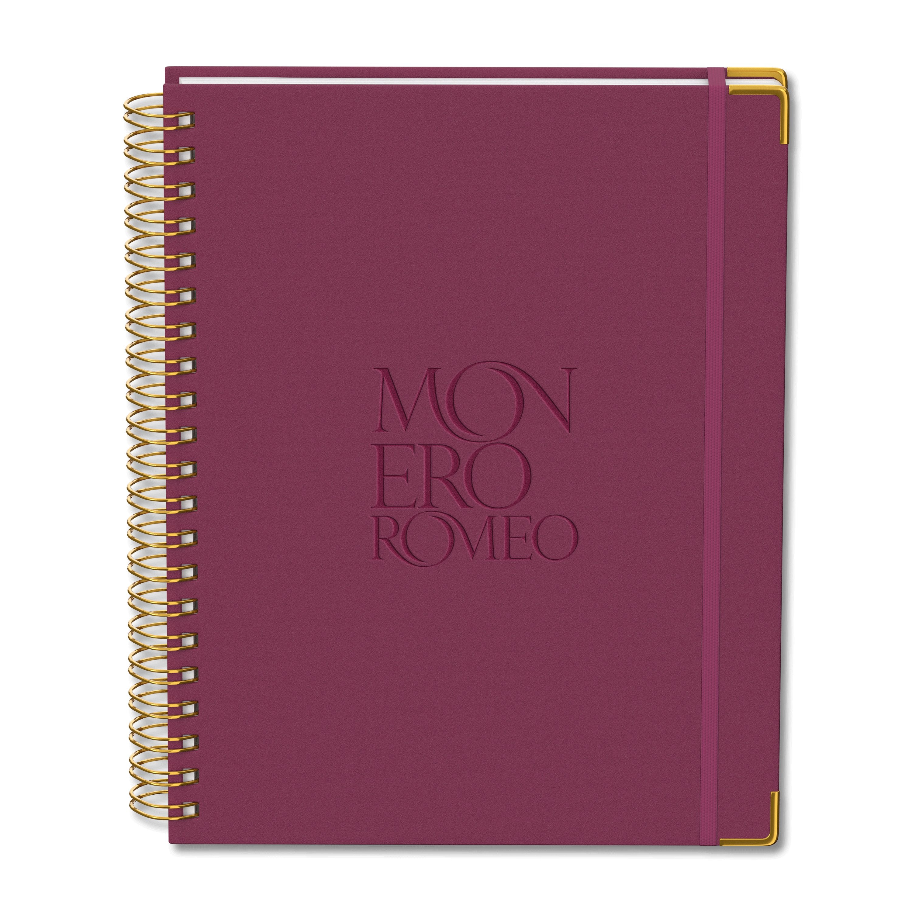 Berry Blossom Luna A4 Hard Cover Spiral Journal with Debossed Logo