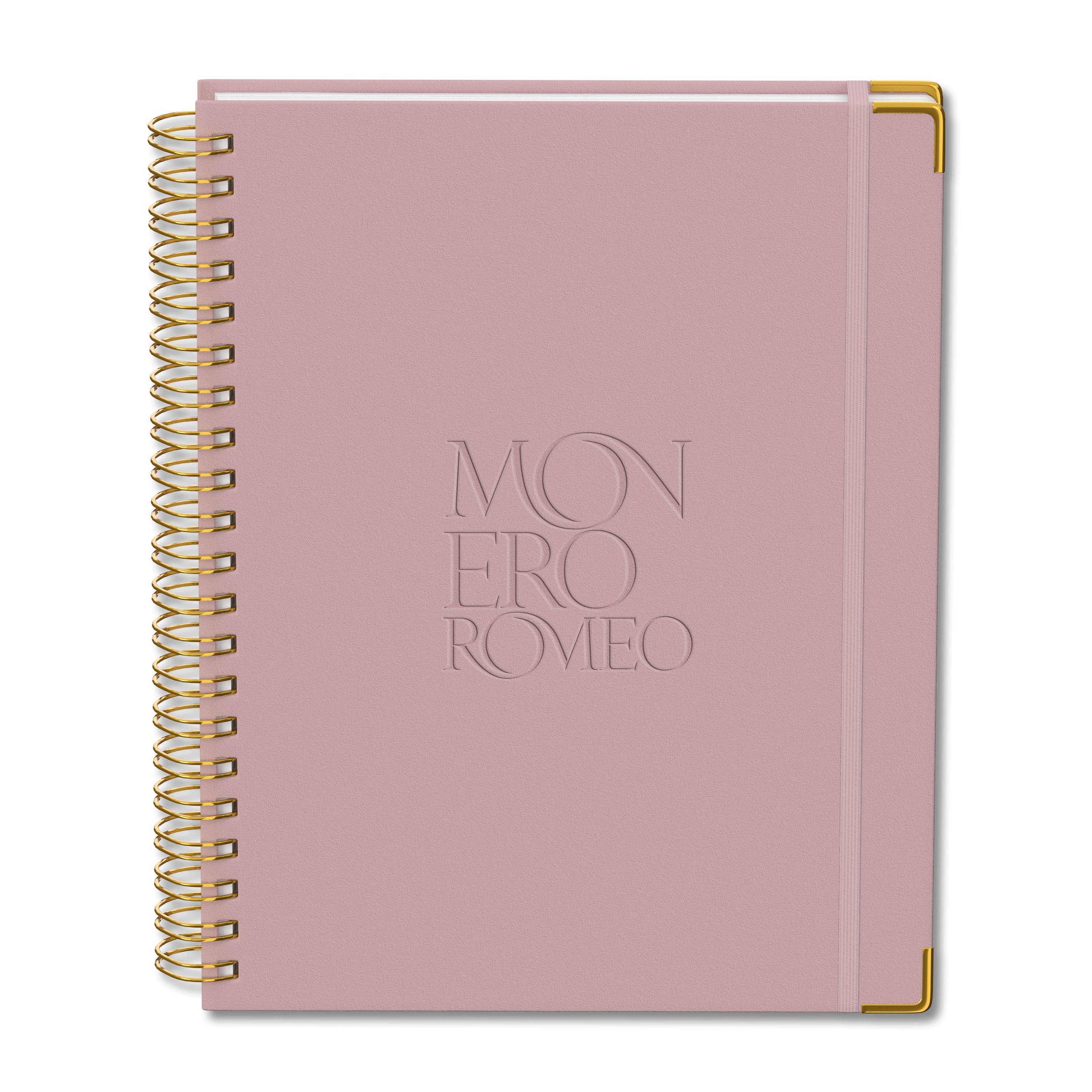 Rose Water Luna A4 Hard Cover Spiral Journal with debossed logo