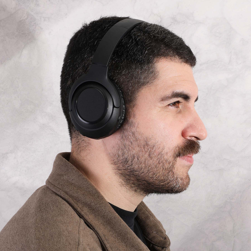 Sound Sharp Wireless Headphones shown without branding on a model