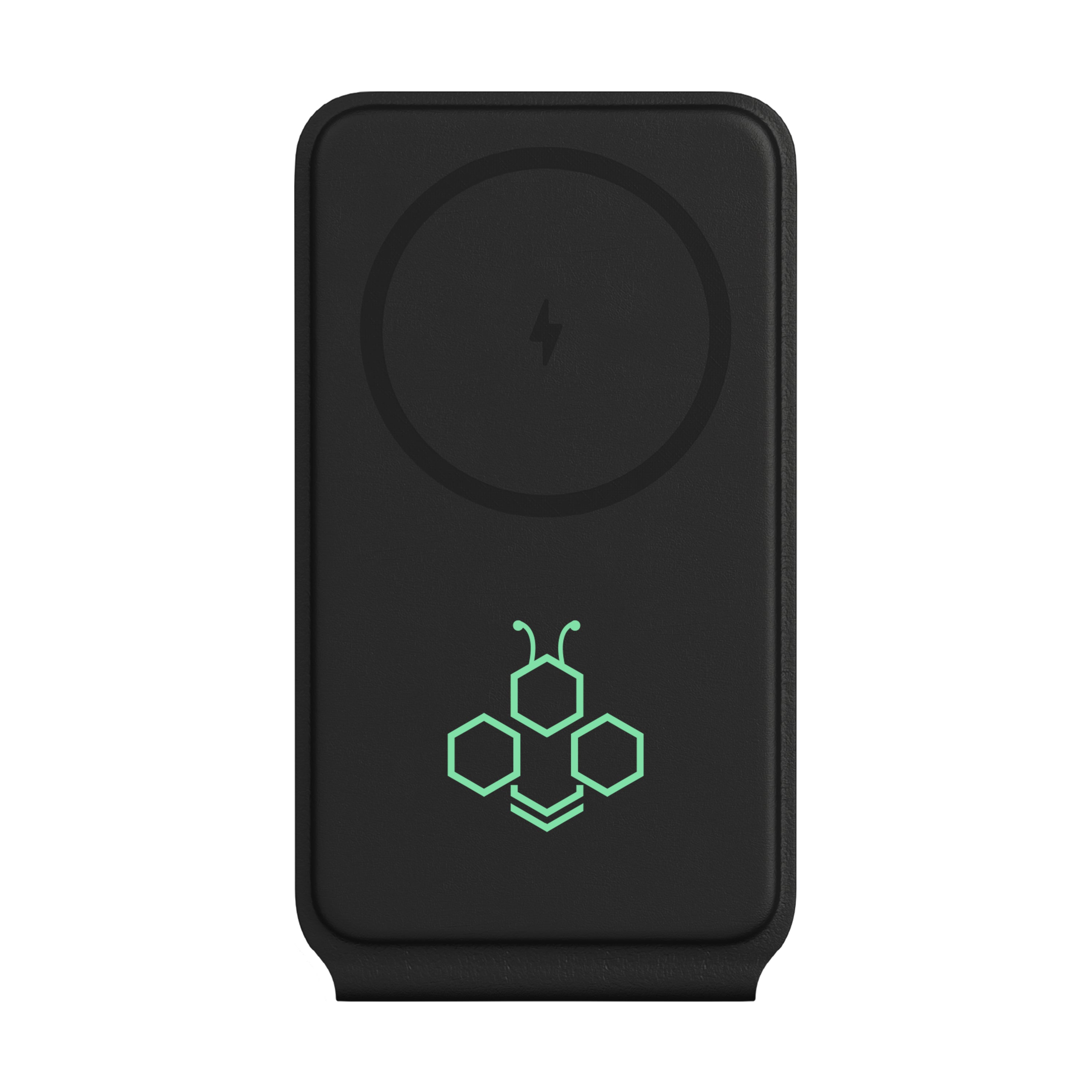 Black Grid 3-in-1 Magnetic Charging Stand shown with a custom logo