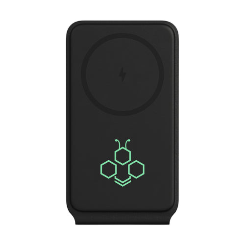 Black Grid 3-in-1 Magnetic Charging Stand shown with a custom logo