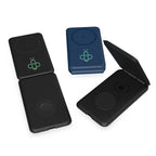 Navy and Black Grid 3-in-1 Magnetic Charging Stand shown with custom logos
