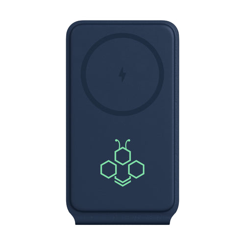 Navy Grid 3-in-1 Magnetic Charging Stand shown with a custom logo