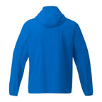 Blue jacket with a hood on a white background