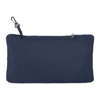 Navy blue pouch with a zipper on a white background