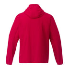 Red jacket with a hood on a white background