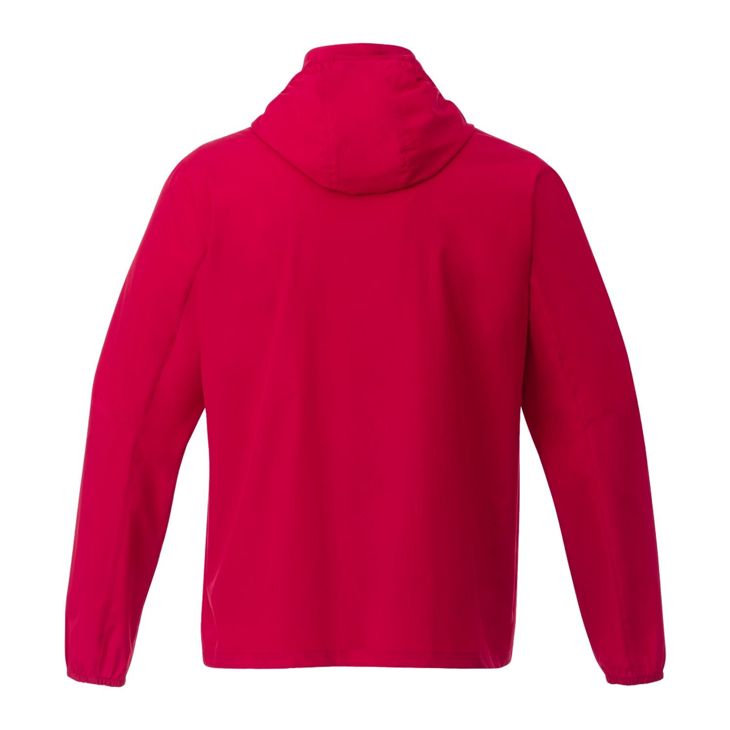 Red jacket with a hood on a white background