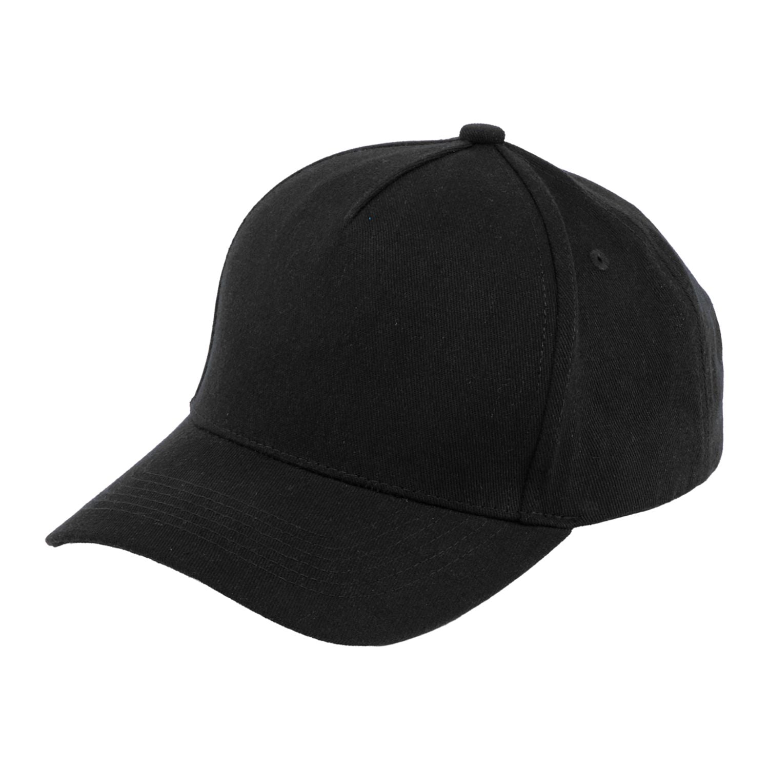 Black Recycled Cotton Twill 5 Panel Ballcap
