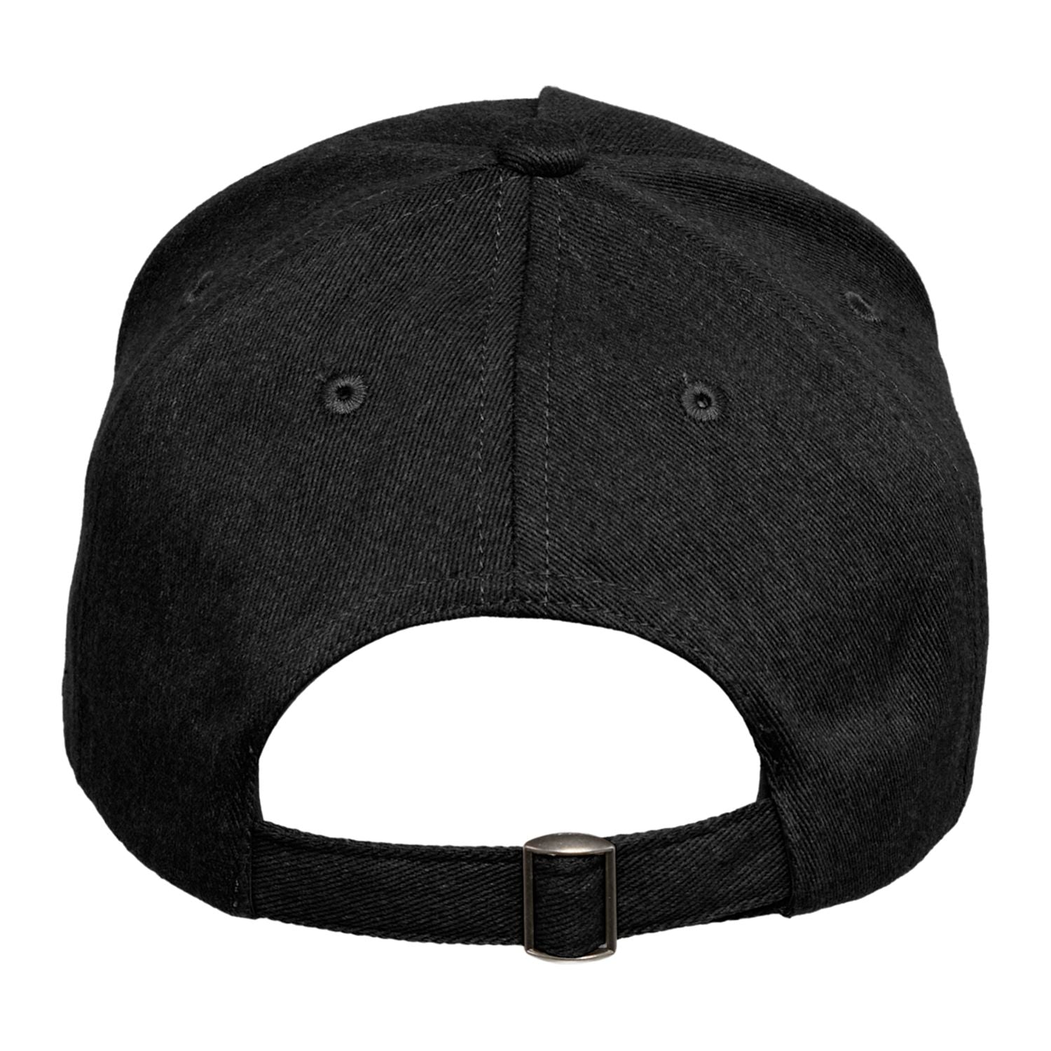 Black Recycled Cotton Twill 5 Panel Ballcap shown from behind