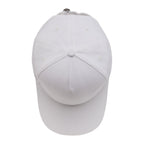 White Recycled Cotton Twill 5 Panel Ballcap shown from above