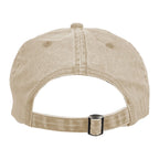 Khaki Recycled Cotton Washed 6 Panel Ballcap shown from the back 
