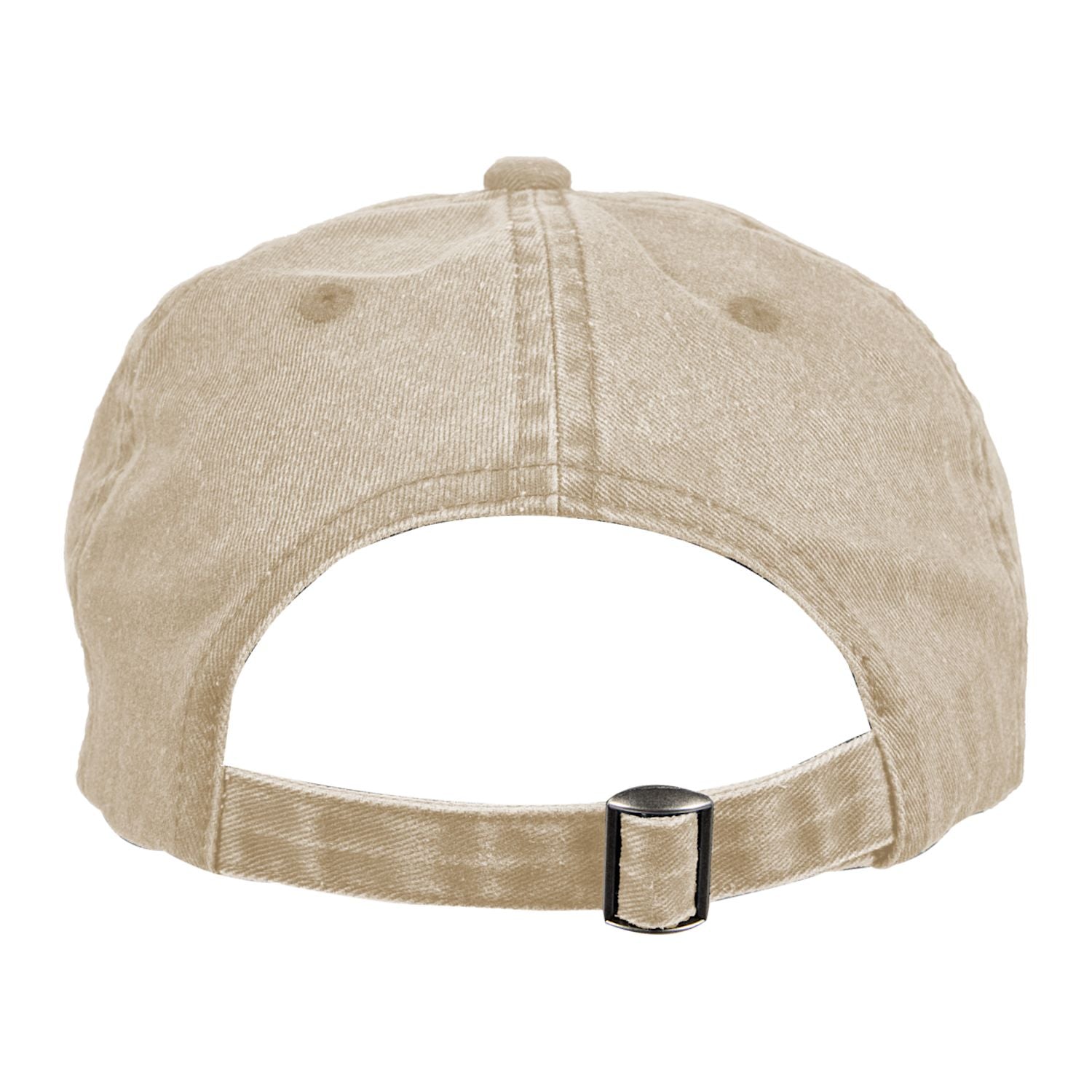 Khaki Recycled Cotton Washed 6 Panel Ballcap shown from the back 