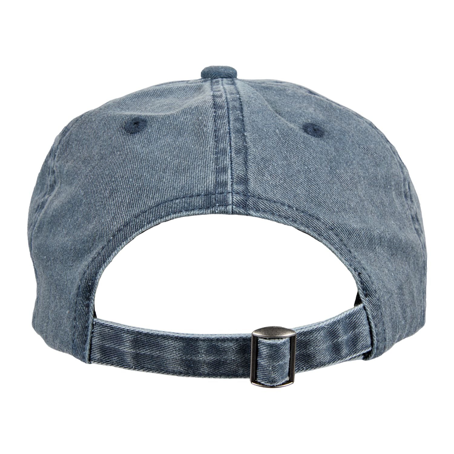 Vintage Navy Recycled Cotton Washed 6 Panel Ballcap shown from the back 
