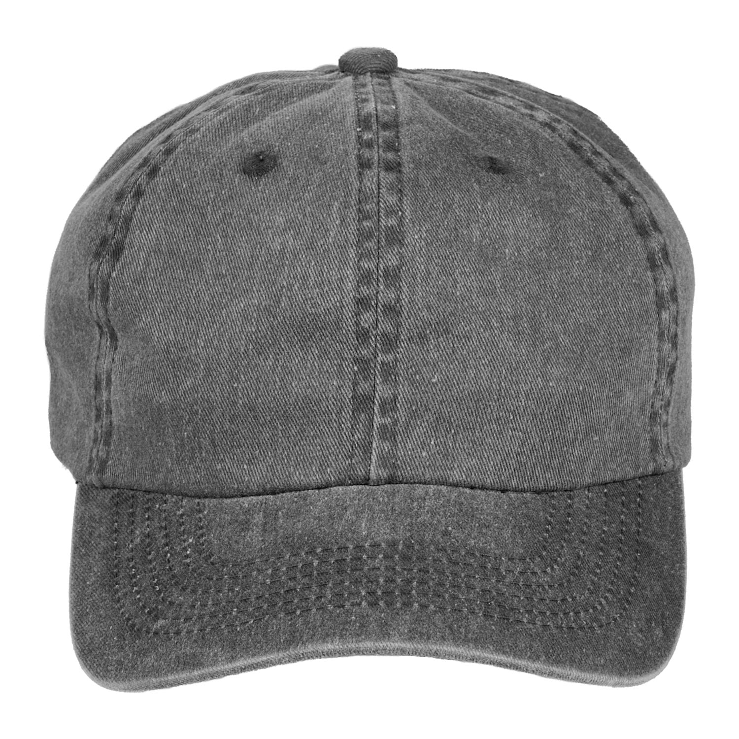 Black Recycled Cotton Washed 6 Panel Ballcap