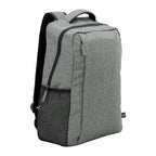Gray backpack with a black strap on a white background