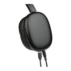 Headphones showing cables plugged in