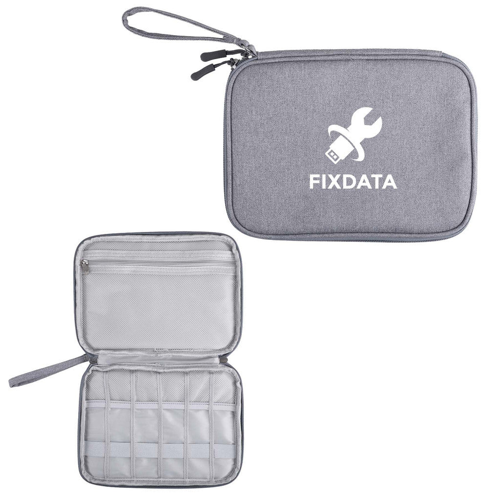 Gray rPET Euro Tech Organizer with custom logo on front