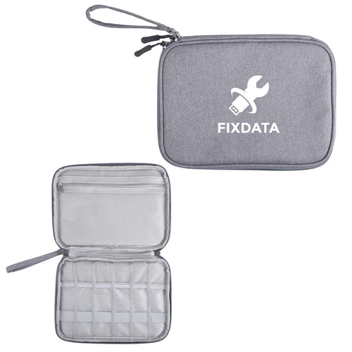 Gray rPET Euro Tech Organizer with custom logo on front