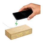 Bamboo Wireless Charging Desk Clock