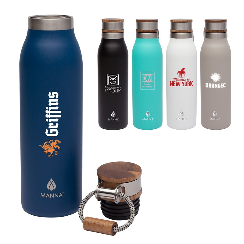 Manna™ Ascend 18 oz. Stainless Steel Water Bottle w/ Acacia Lid