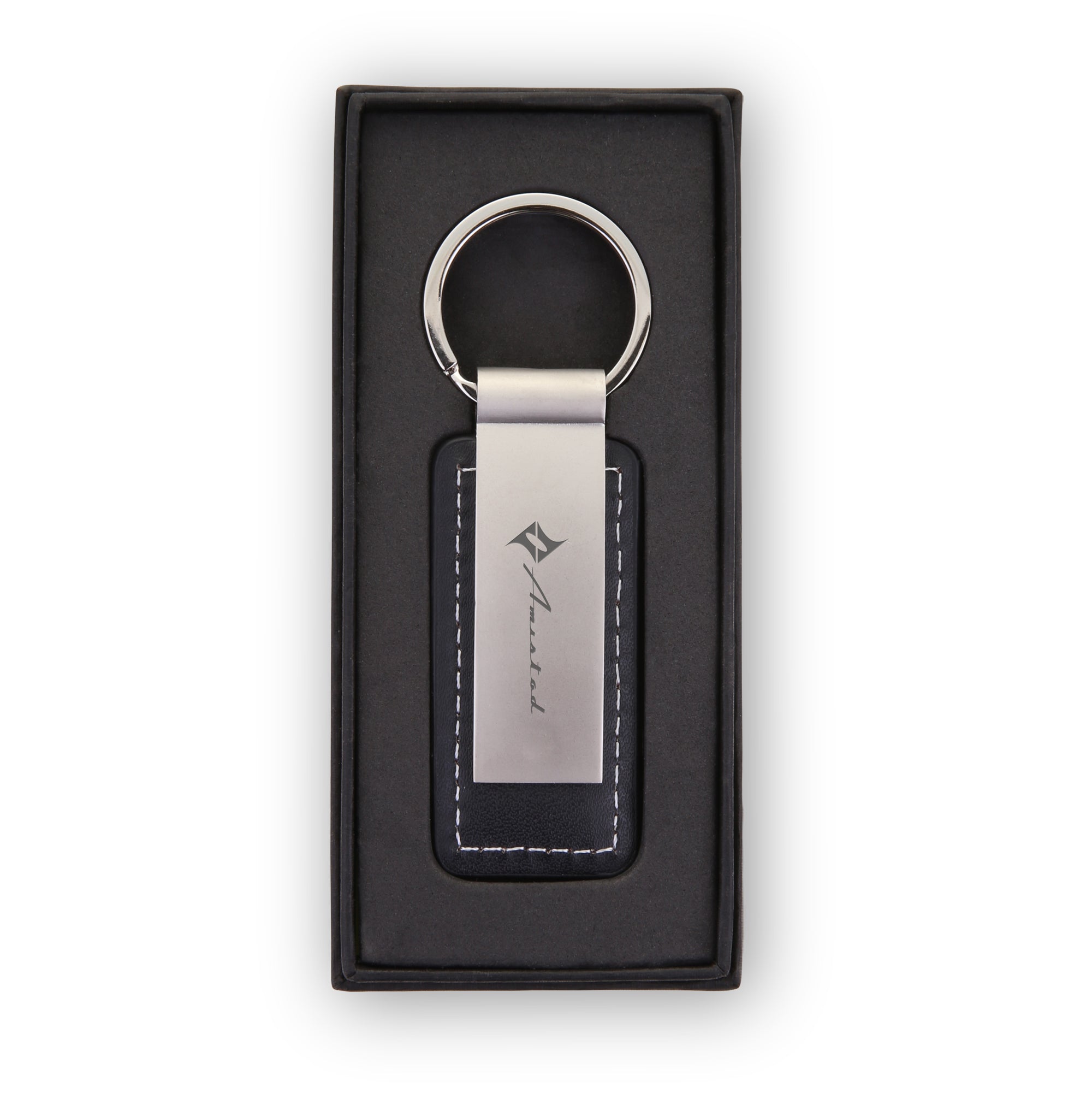 Leatherette & Metal Keychain in Giftbox