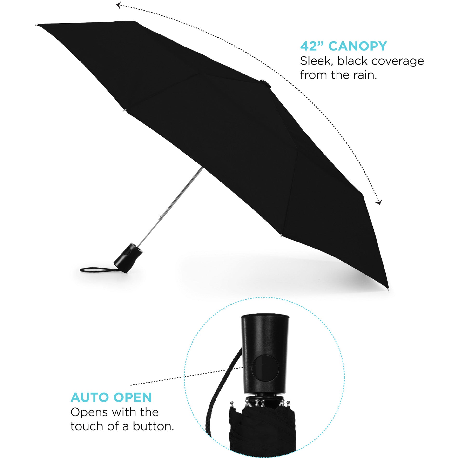 42" totes® 3 Section Auto Open Umbrella