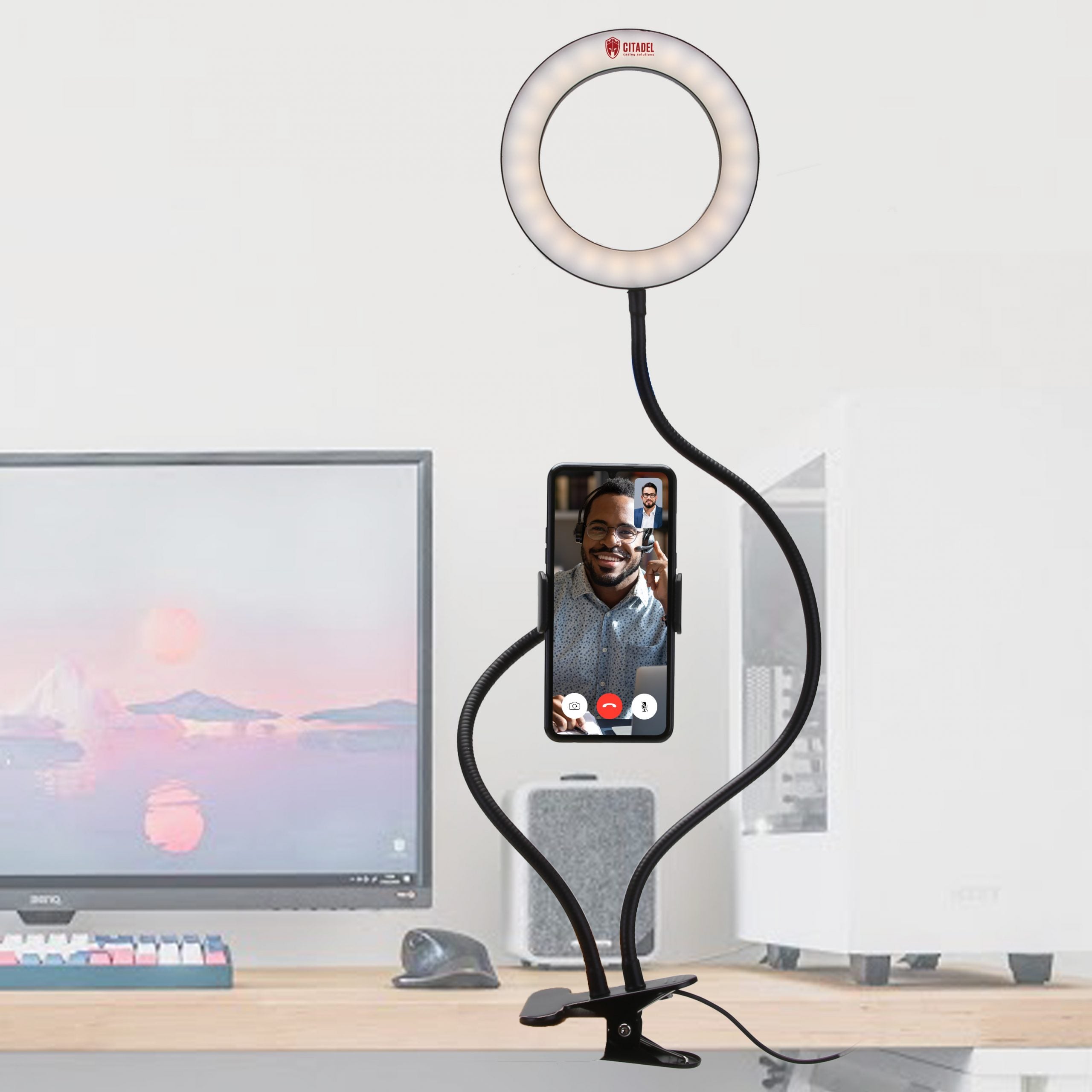 D-43 Webcam Ring Light with Cell Phone Holder