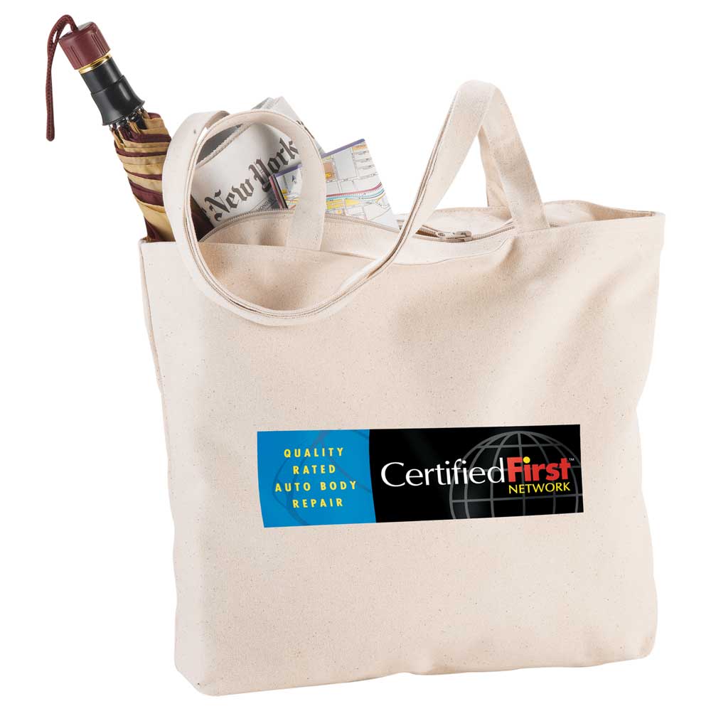 Zippered 12 oz Cotton Canvas Tote