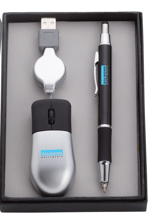 LED Stylus Pen & USB Optical Travel Mouse