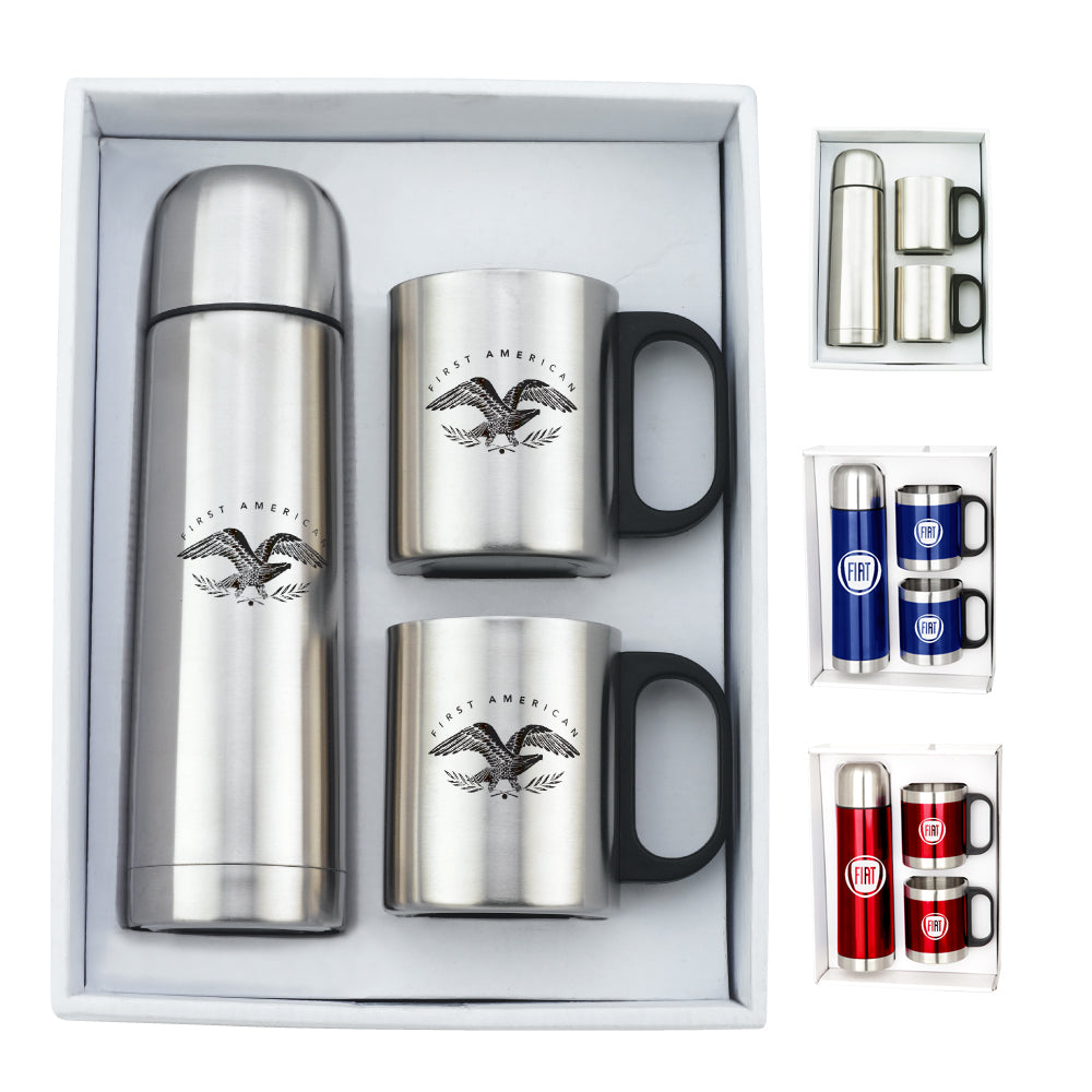 9oz Stainless Steel Mugs & 16.5oz Thermos Giftset